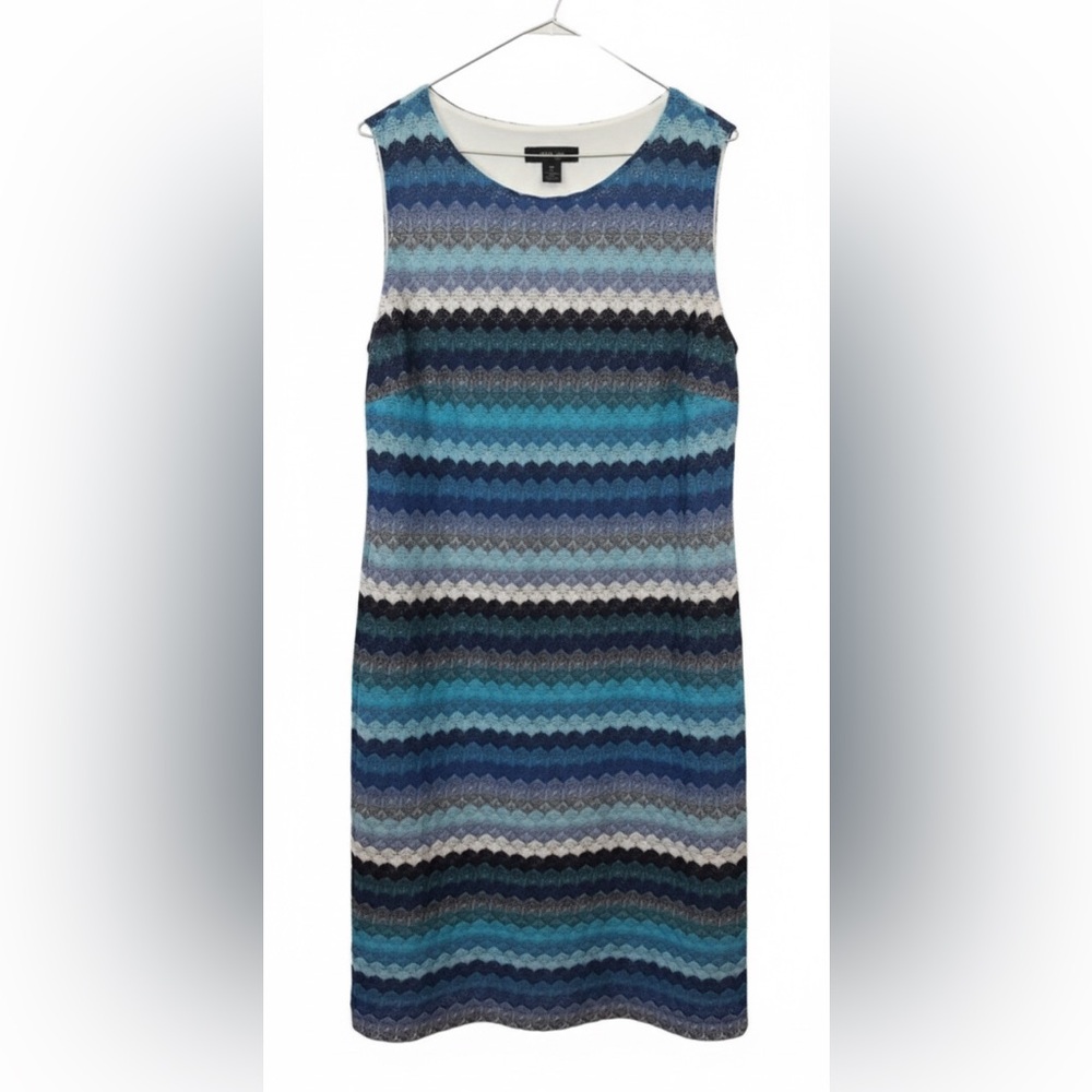 Style & Co Blue Chevron Lined Shift Dress Plus Size 18 Structured Woven